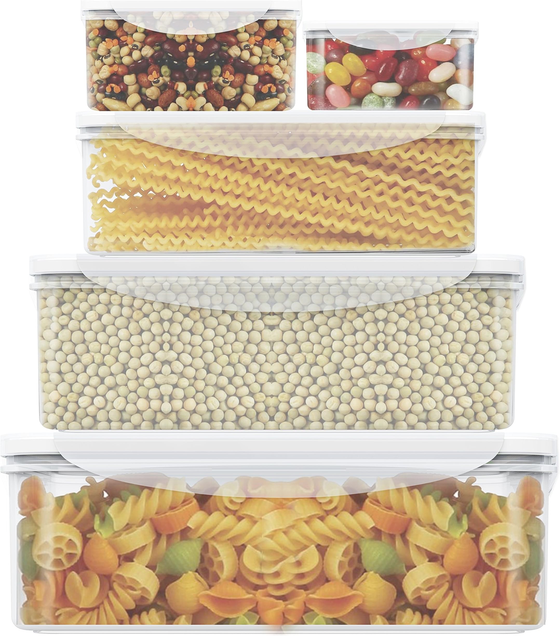 Food Storage Containers- LOVKITCHEN 10-Piece Set Nesting Set Storage Containers, Meal Prep Containers- BPA Free with Leak Proof and Snap Locking Lids,Microwave Safe（0.24L,0.5L,0.9L,1.5L,2.4L）