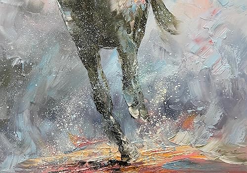 Miniatura 6 de AZAVY Arte, 24 x 36 pulgadas, pintura al óleo abstracta pintada a mano, pintura al óleo vertical sobre lienzo, pinturas decorativas de madera en el