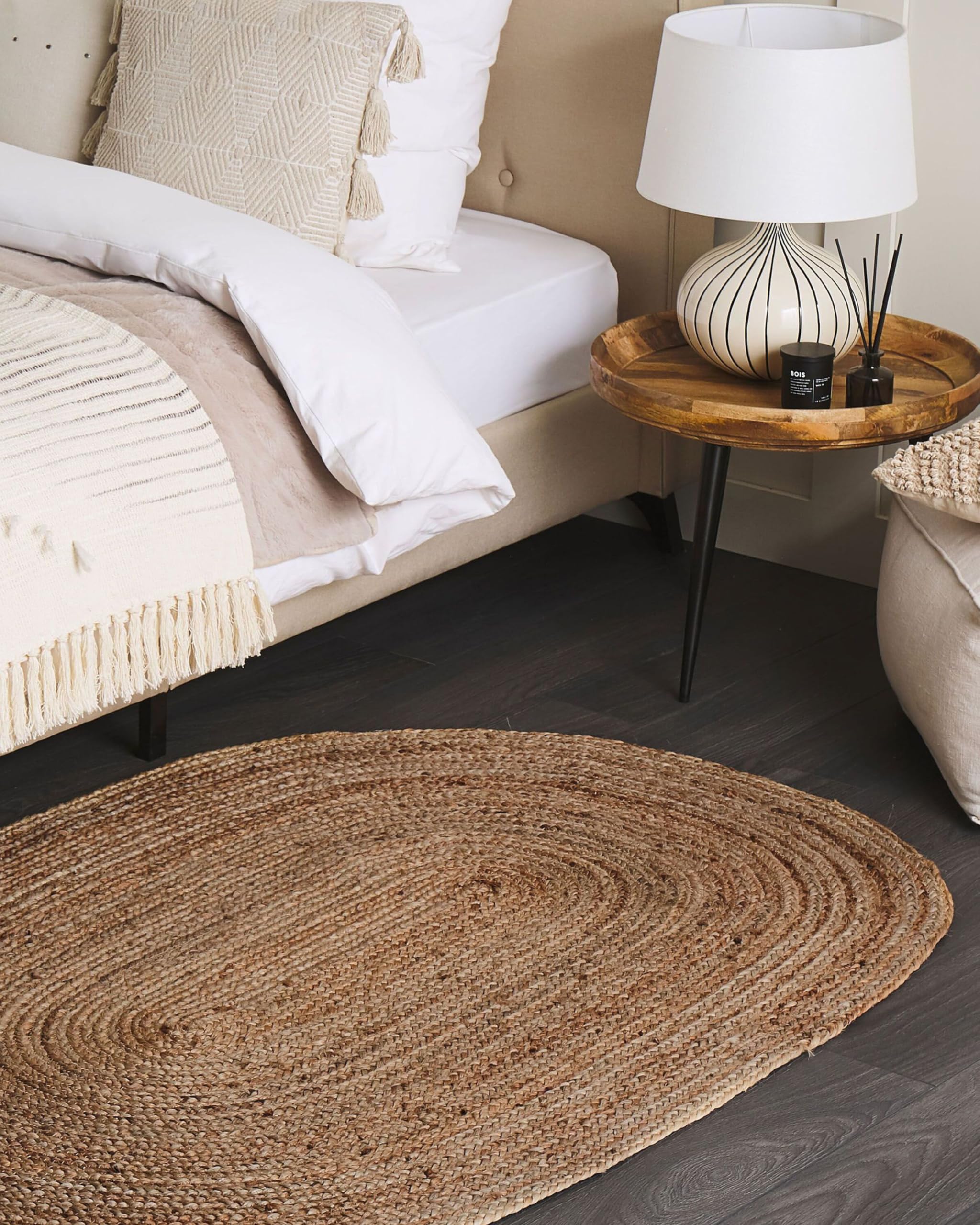 Beliani Teppich Jute beige 100x150 cm oval handgewebt Naturfaser Boho Kurzflor Demirci