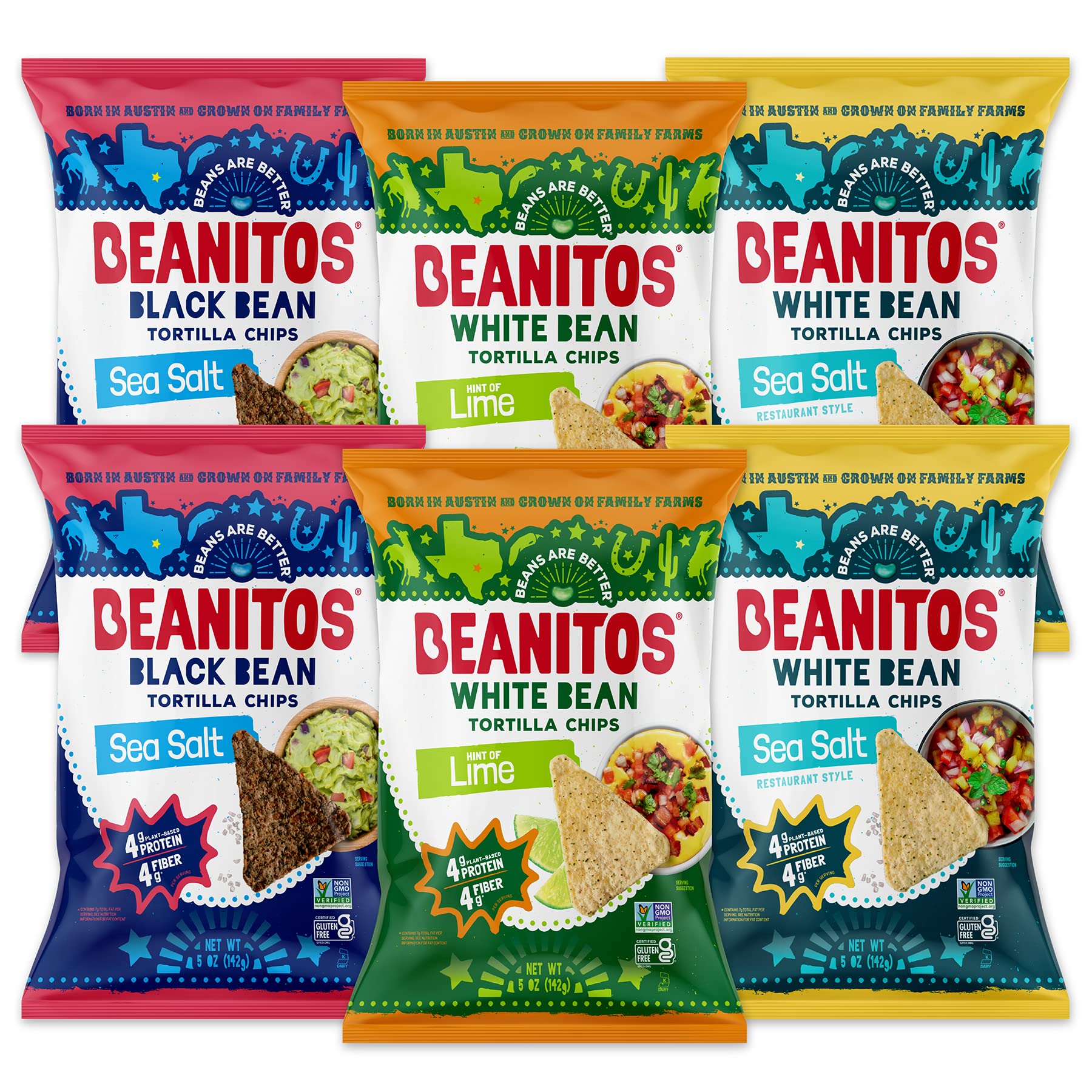 Beanitos Bean Chips Variety Pack (6 Pack) 5 oz Bag White Bean