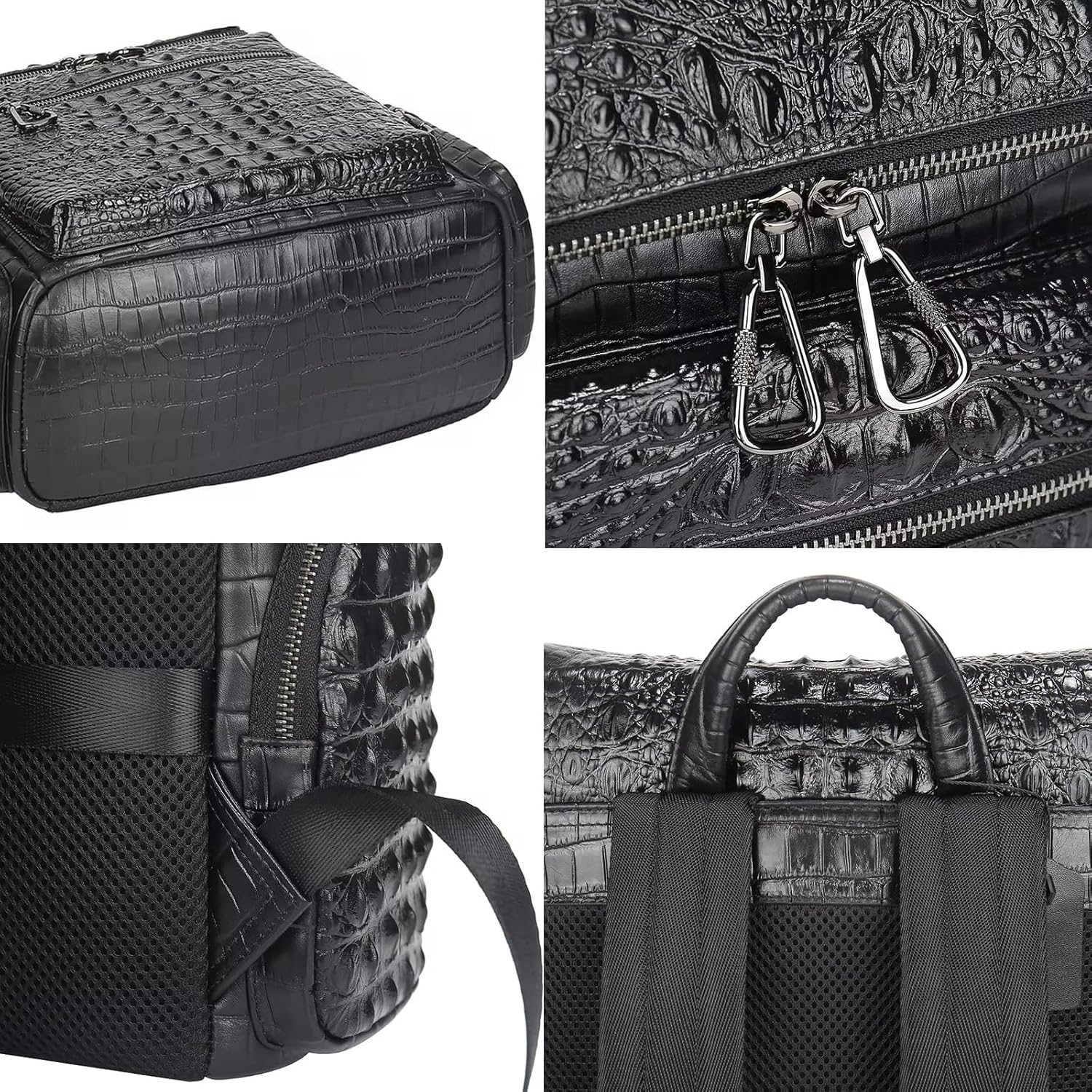boshiho Real Leather Laptop Backpack Fashion Travel Bag Daypack for Men (L - Metal Zipper Pull)