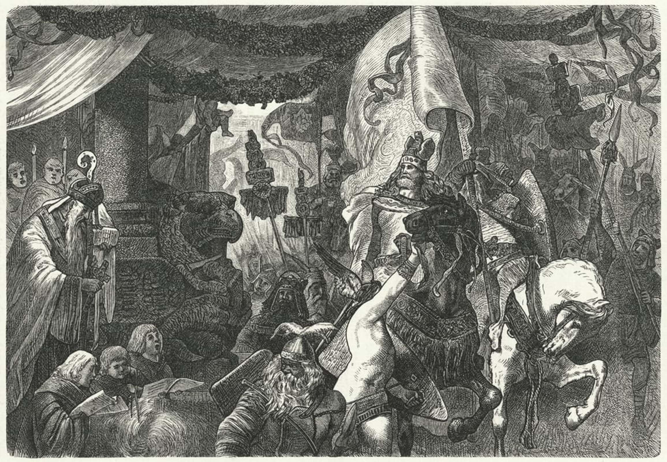 SERENDIPITP Vintage Picture Print on Canvas Wall Art Poster Theoderic the Great King of the Ostrogoths by Hermann Vogel Artwork Print Poster for Wall Decor 60x90cm