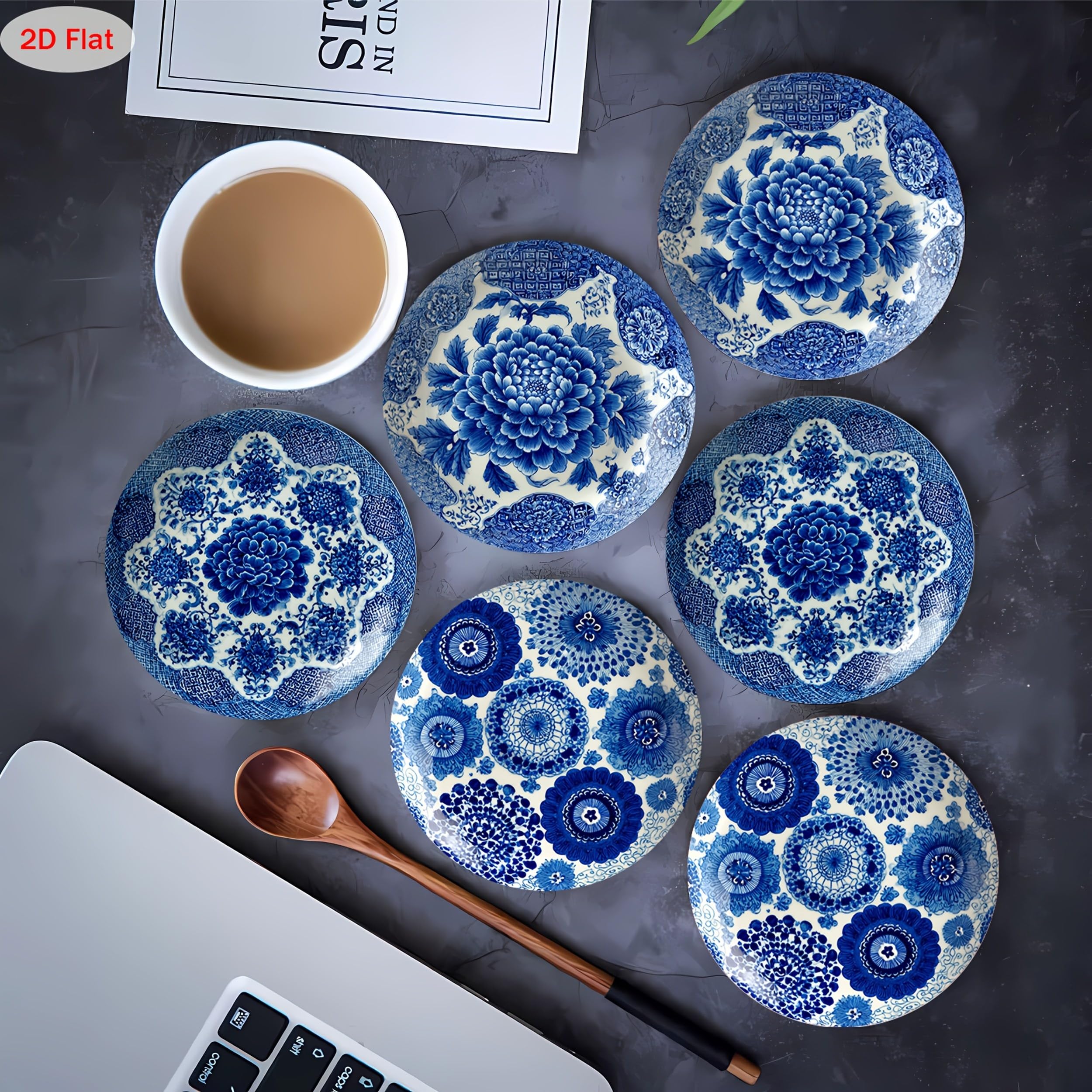6pcs Peony Pattern Coaster Set, Absorbent, Home Heat-Insulating Mat, Placemats for Family Gatherings, Cafes, Offices, All Occasions, Home Décor Size 3.94 Inches X 3.94 Inches,-image-33
