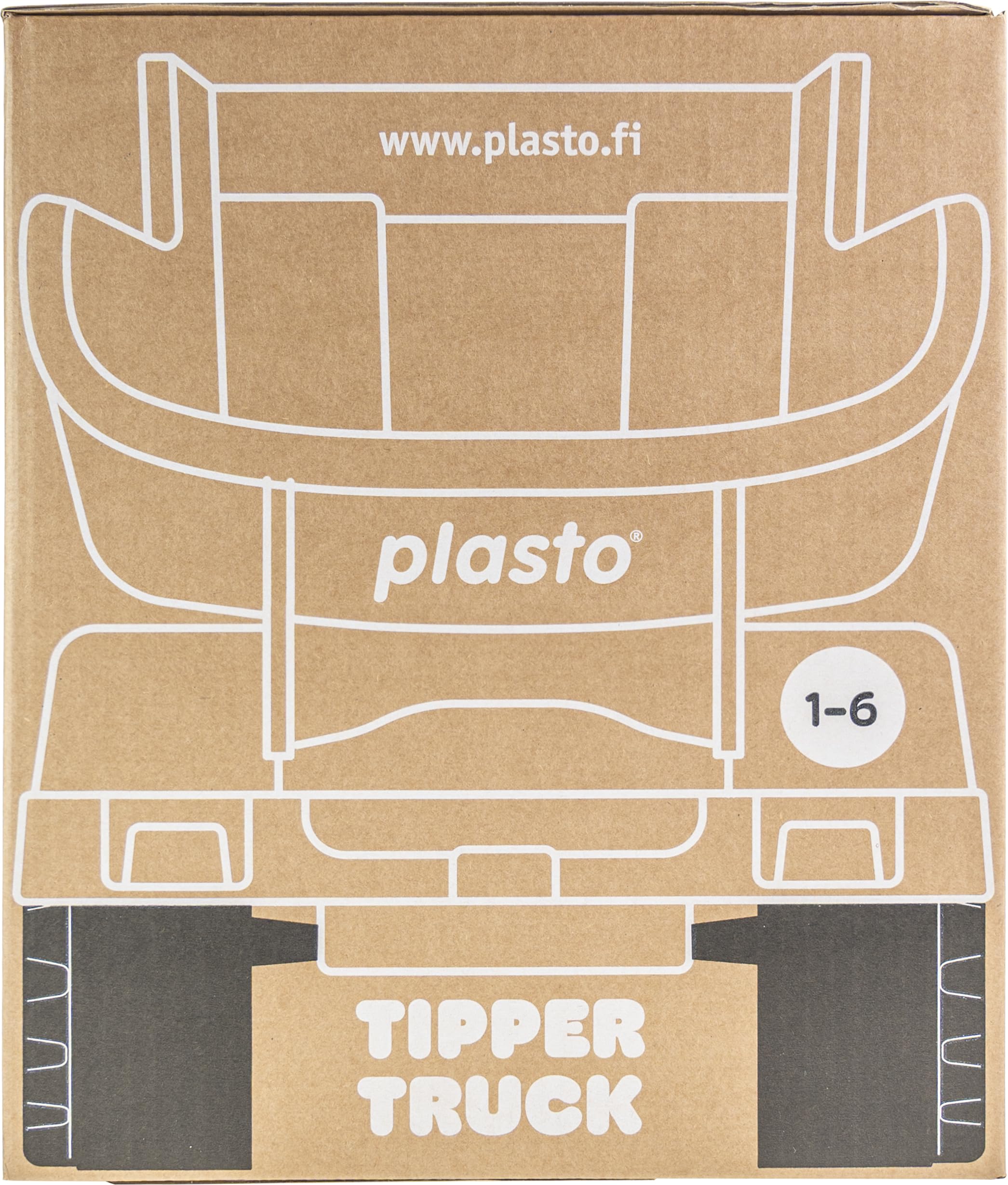 PLASTO Camión Volquete Gigante 60 cm - Soft Neutrals - Juguete Infantil 1+ - Ruedas silenciosas - Ultra Resistente - Hecho en Finlandia - Juego Exterior