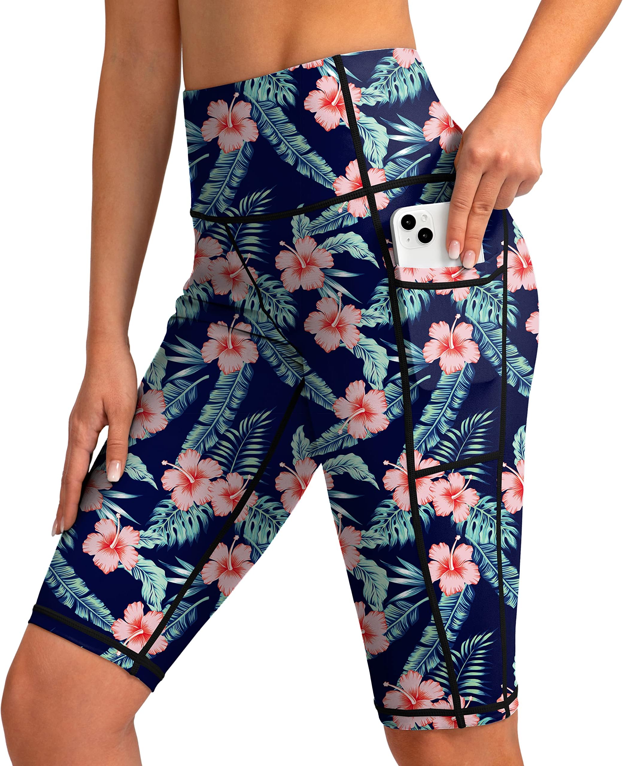 SANTINY Women's Swim Shorts with High Waist and Pockets, UPF 50+, Long Board Swim Trunks with Lining for Women