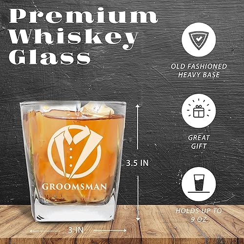 Miniatura 8 de My Personal Memories Cristal estilo esmoquin de 9 onzas para whisky para despedida de soltero, bodas, padrinos de boda regalos para padrinos de boda