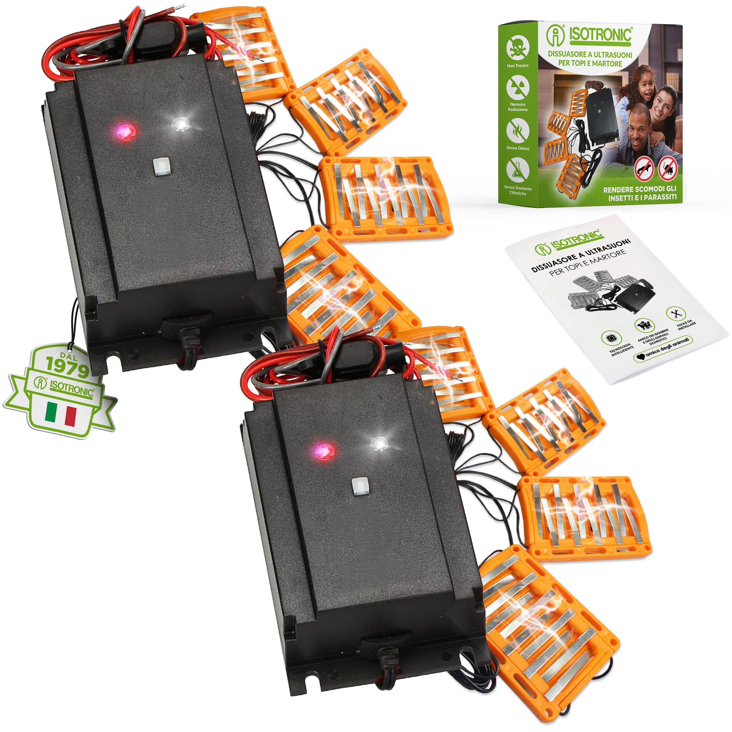 ISOTRONIC repellente martore auto 12V alta tensione LED ultrasuoni impermeabile CAN-BUS 2 pezzi efficace difesa stop roditori vano motore sicurezza protezione veicolo professionale