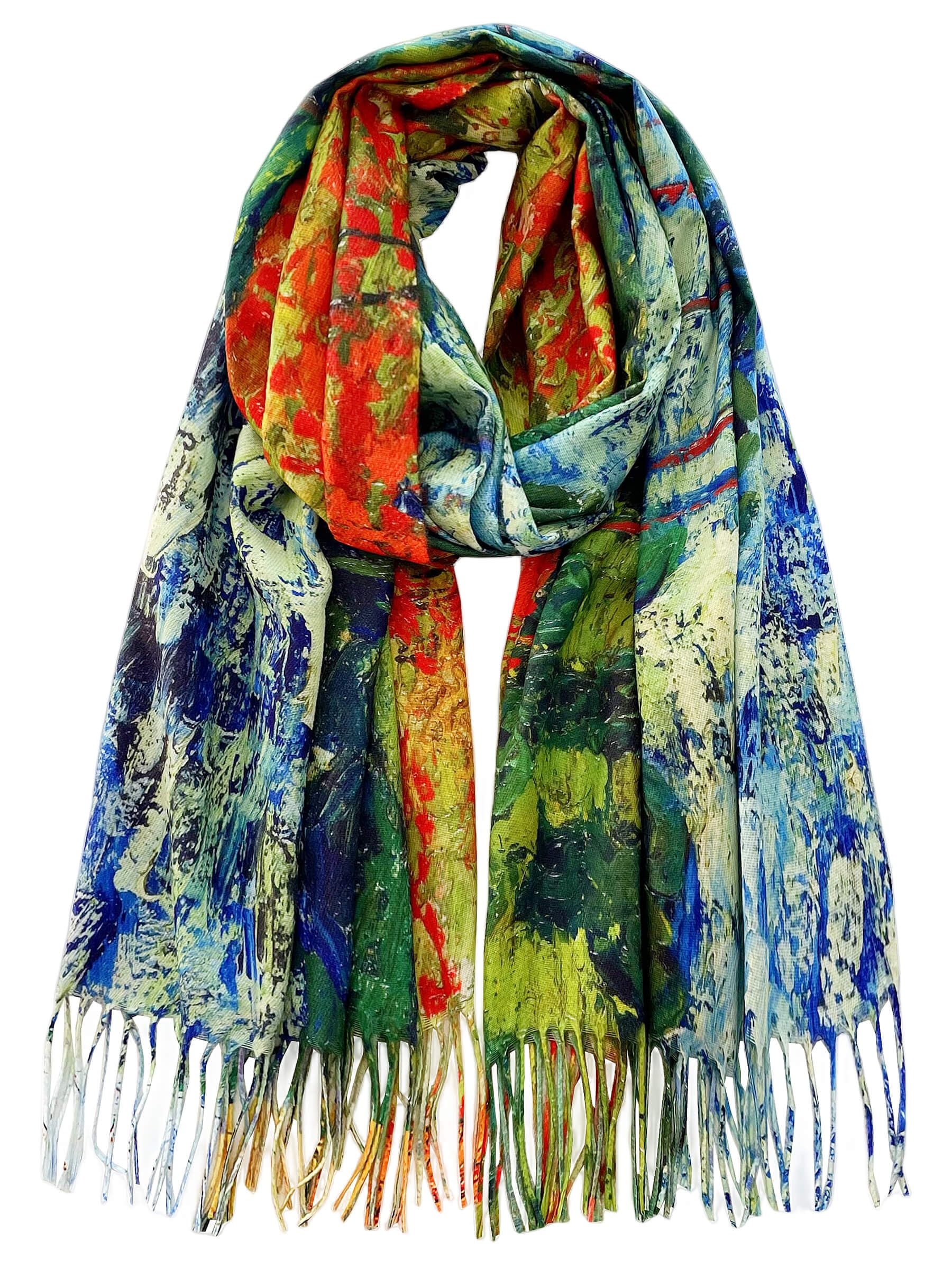 VENVSBEE Reversible Soft Cashmere Feel Scarf Large Shawl Wrap Double-side Art Print Warm Pashmina Klimt Van Gogh Gifts