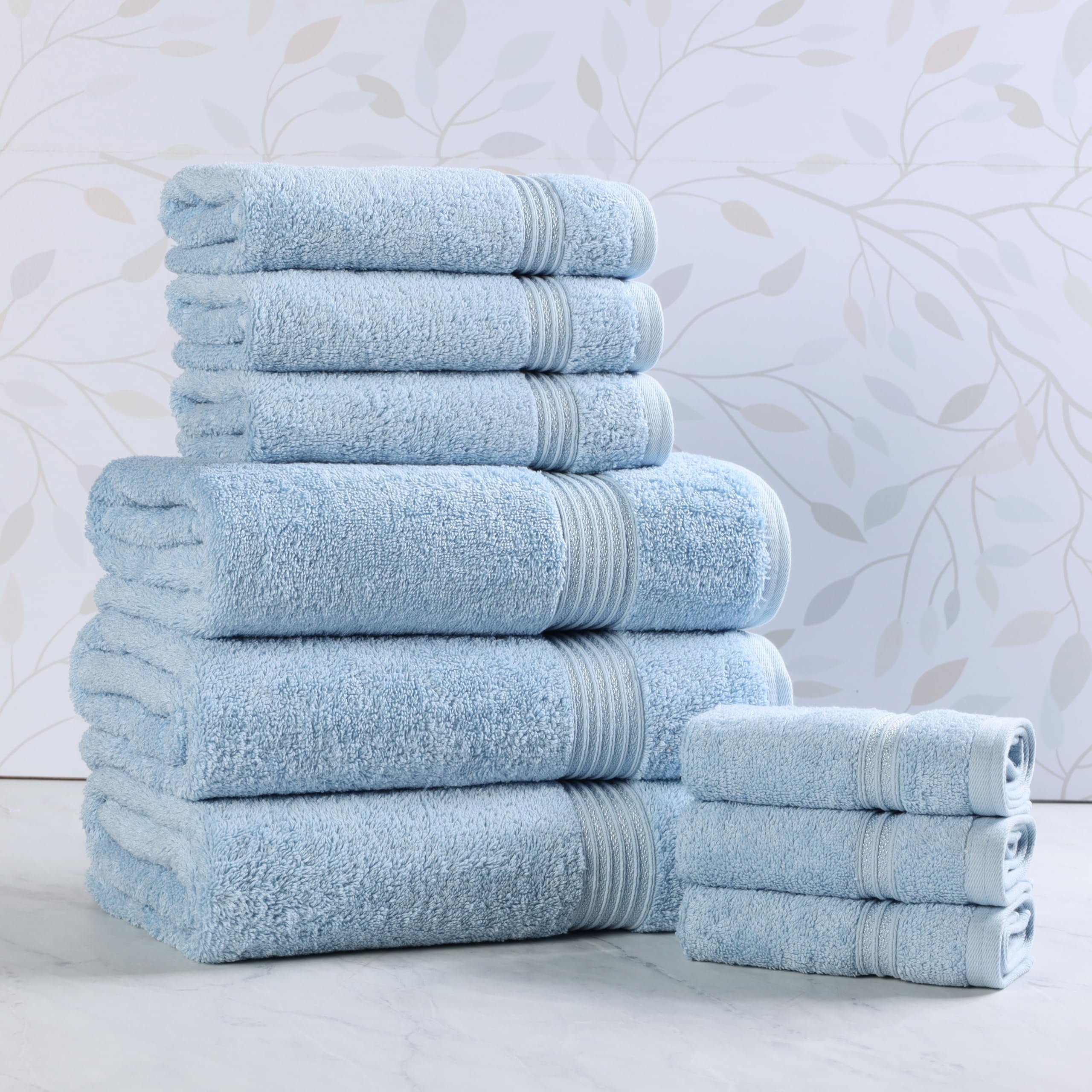 Serviettes de bain en coton égyptien : lot de 9 débarbouillettes et mains