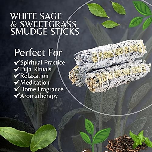 Vista 39 de Paquete de 3 barras de mezcla de salvia blanca para limpieza, meditación, yoga y manchas, salvia blanca orgánica mezclada con canela, copal, ruda