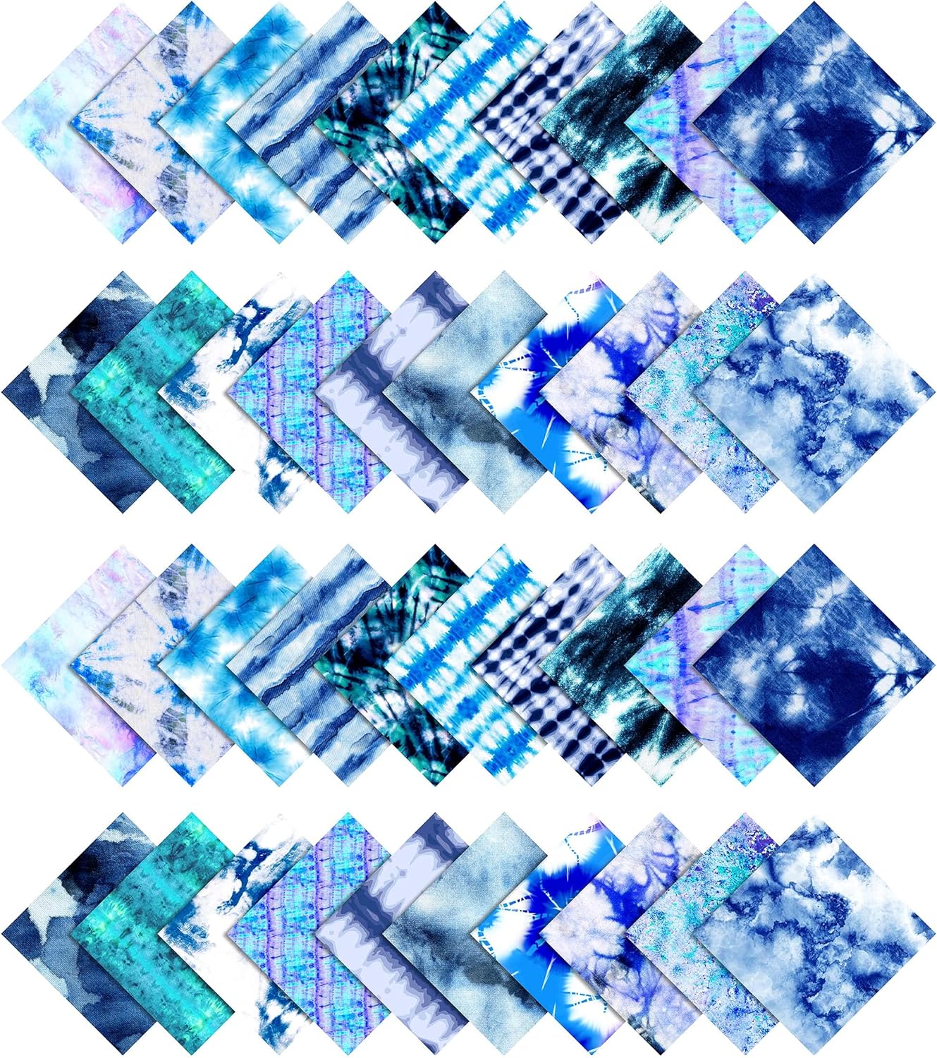Soimoi Precut 10-inch Tie Dye Prints Cotton Fabric Bundle Quilting Squares Charm Pack DIY Patchwork Sewing Craft- Blue-YF