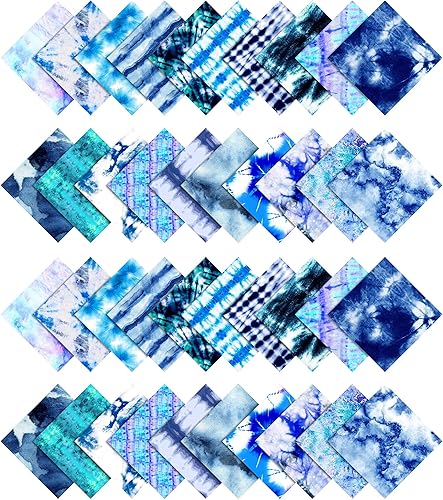 Soimoi Paquete de tela de algodón precortada de 10 pulgadas con estampado de teñido anudado de algodón, paquete de dijes cuadrados, bricolaje de disponible en Yaxa Peru