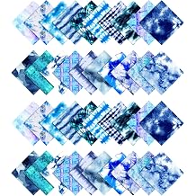Soimoi Tie Dye Print Precut 5-inch Cotton Fabric Quilting Squares Charm Pack DIY Patchwork Sewing Craft- Blue