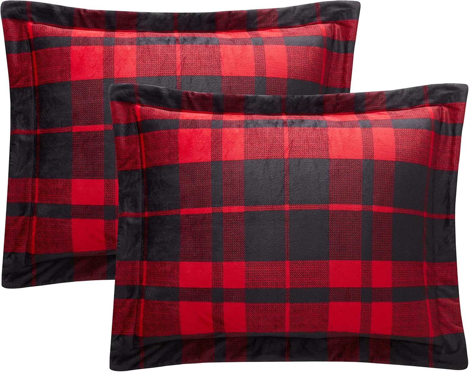 Sweet Home Collection Comforter Set Buffalo Plaid Check Lodge Cabin Print Sherpa Lined Ultra Soft Cozy Plush Bedding, King, Burgundy (Pack of 5)