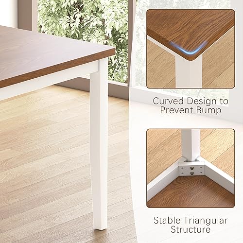 Miniatura 5 de Juego de mesa de comedor de 5 piezas, juego de mesa de comedor de madera maciza para 4, juego de mesa de granja y 4 sillas, juego de mesa de cocina