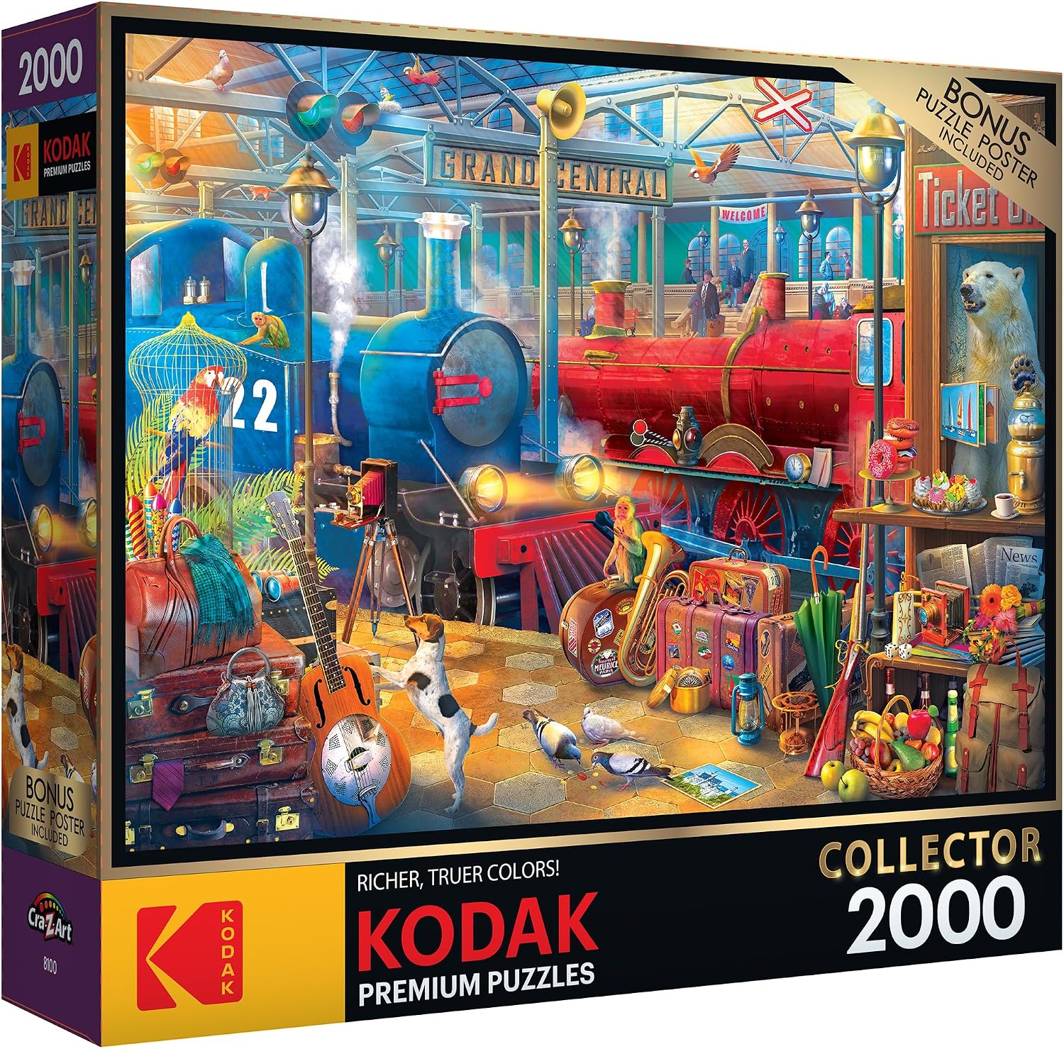 RoseArt - Kodak Premium Collector - Train Station - 2000 Piece Jigsaw Puzzle for Adults