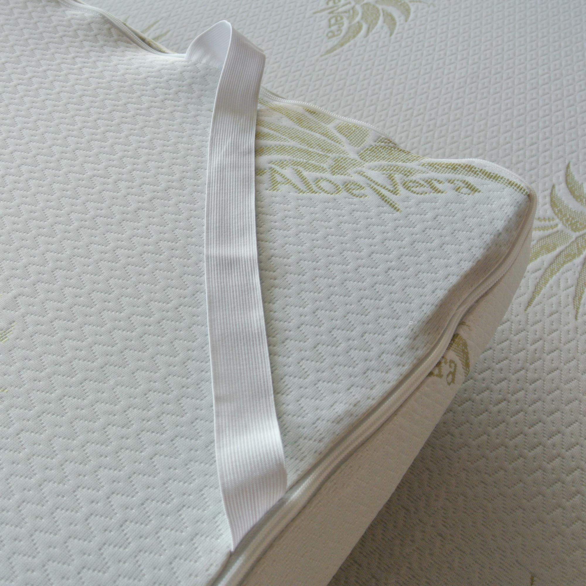 Baldiflex Emporio Topper Correttore Materasso Matrimoniale in Memory Foam Fresh Wave, Fodera in Aloe Vera Sfoderabile, Fresco, Traspirante, ergonomico, antiacaro, 170 x 190 cm h 5 cm