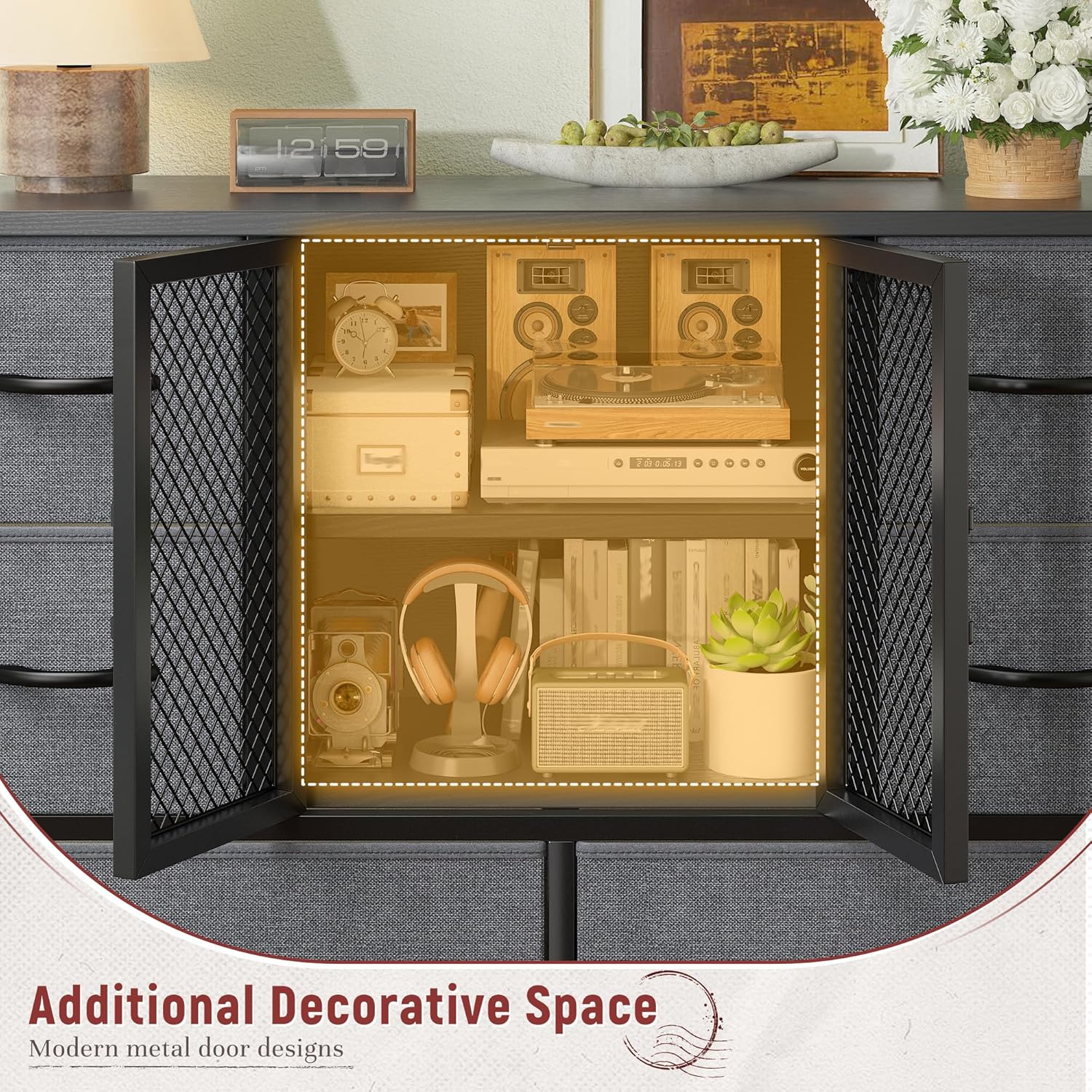 Dresser structural details including anti-tip kit