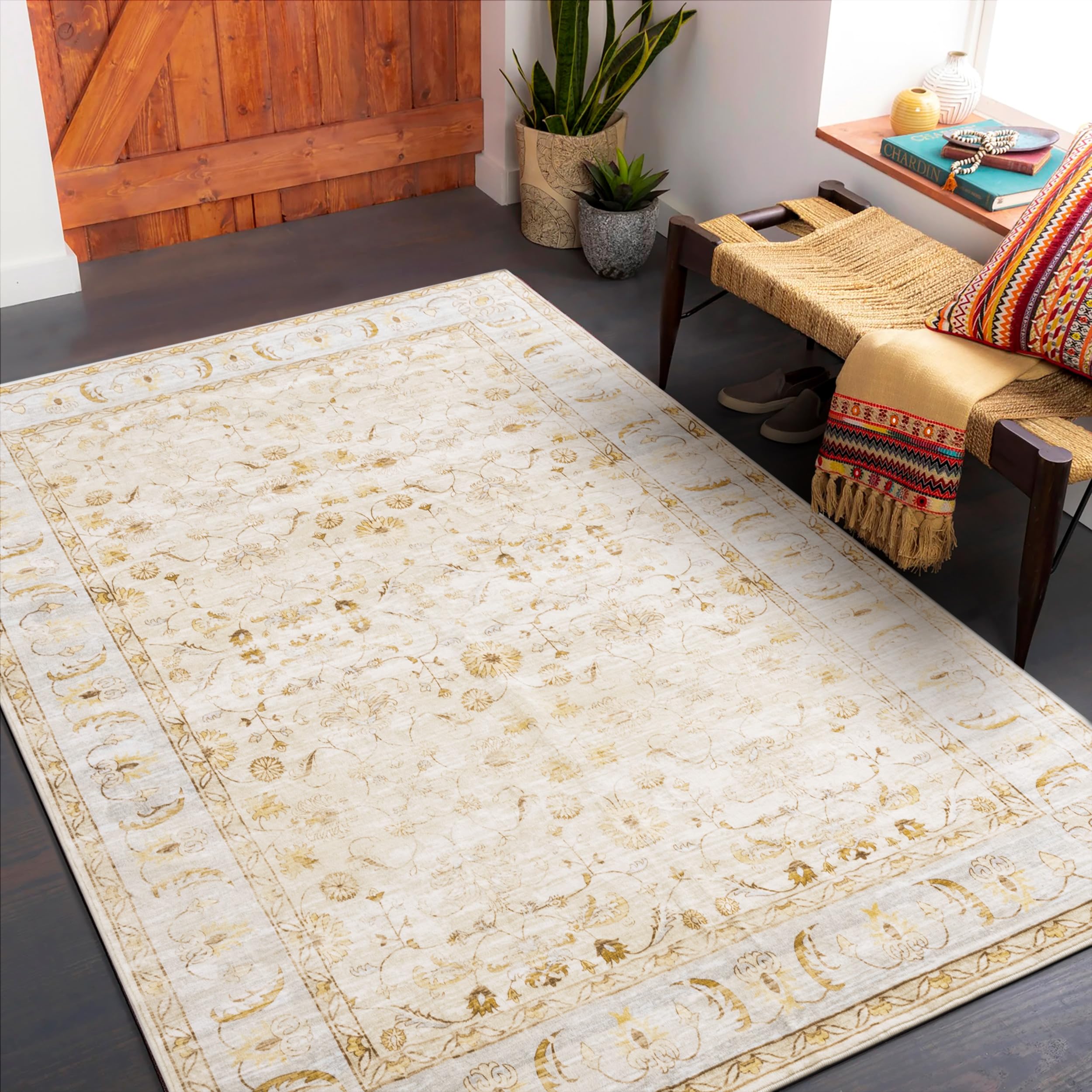 Carvapet Alfombras de Pasillo 90x150cm Alfombra Corredor Antideslizante Larga Alfombras de área Lavable Suave Microfibra Flores Alfombra Comedor Pasillo(Amarilla)