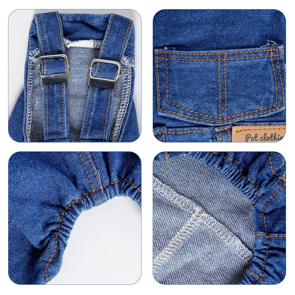 Rbenxia Blue Denim Jumpsuit for Small Pets thumbnail 3