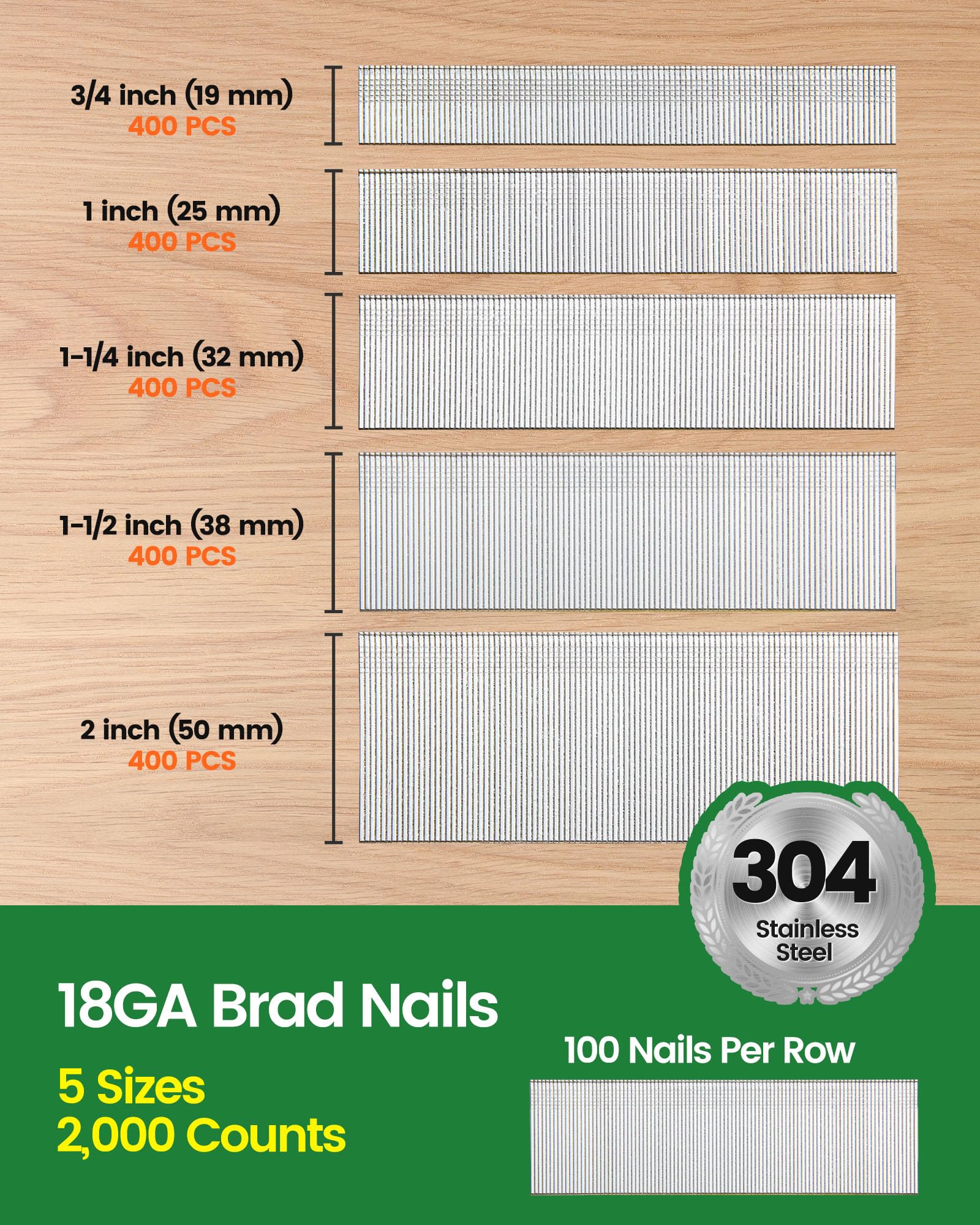 Meite 18 Gauge Brad Nails - 2000 Count -2 Meite 18 Gauge Brad Nails - 2000 Count -2