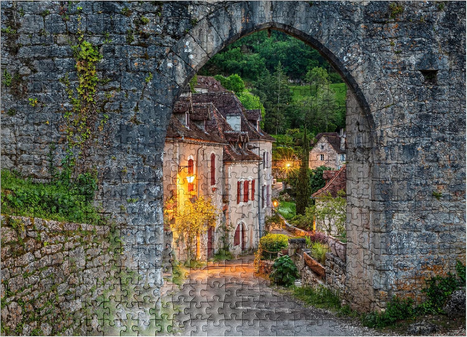 MyPuzzle Saint-Cirq-Lapopie City Wall, Via Podiensis Pilgrimage Route, France - Premium 500 Piece Jigsaw Puzzle for Adults