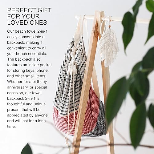 Miniatura 8 de Toalla de playa turca (71 x 39 pulgadas), se convierte en una bolsa, toallas de baño de gran tamaño 100% algodón, manta de playa ligera de secado