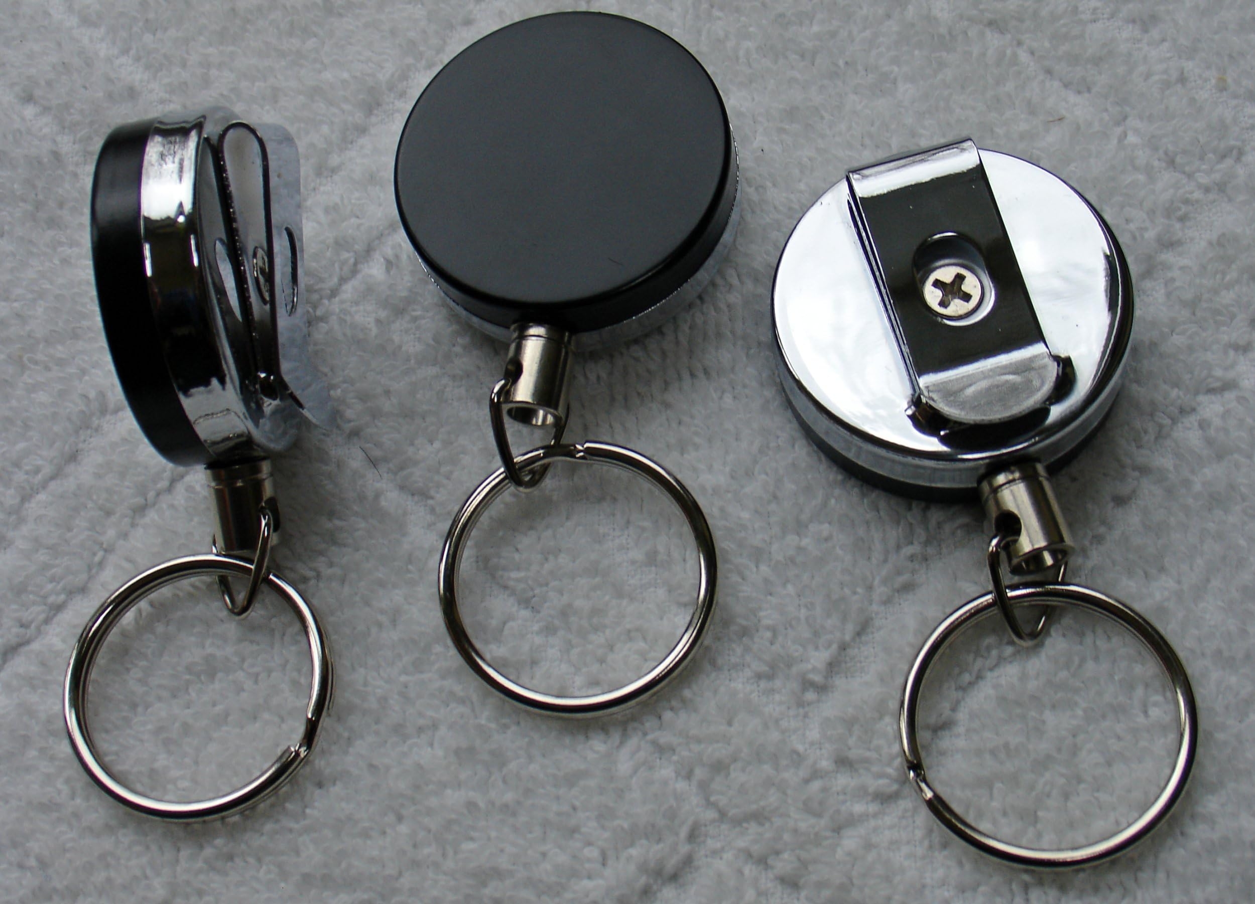Heavy Duty (100% Solid Metal Front & Back) Retractable Reel Key-ID-Badge-Belt Clip & Chain Pull Sold Individually