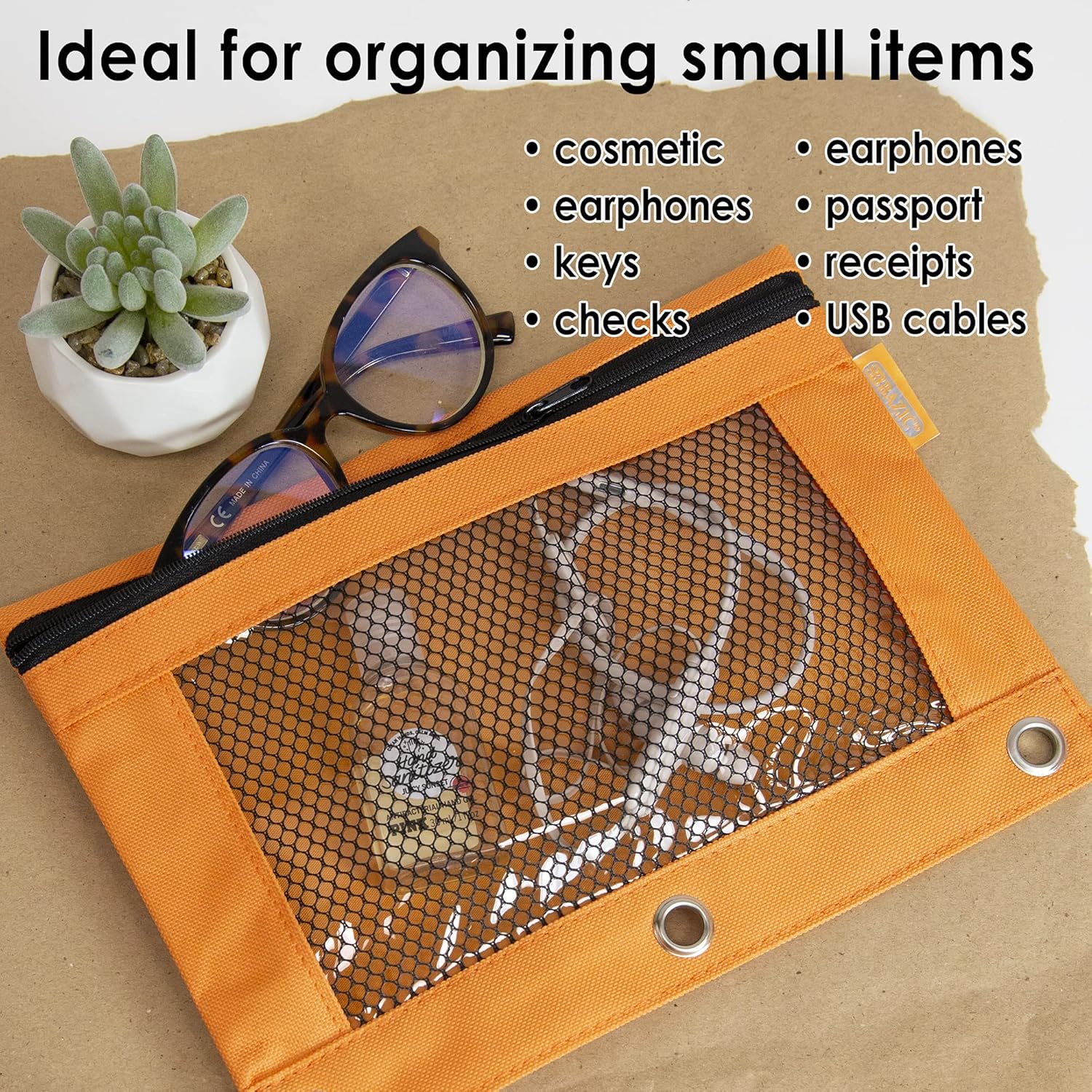 BAZIC PRODUCTS Pencil Pouch 3 Ring Binder Pouch w/Rivet Enforced Rings Holes, Pastel Color Mesh Window Zipper Pouchesr, 24-Pack