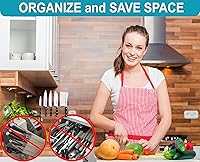 Vista 3 de Tira magnética de cuchillo marrón de 12 pulgadas, uso como soporte magnético para cuchillos para pared, tira magnética para cuchillos, estante