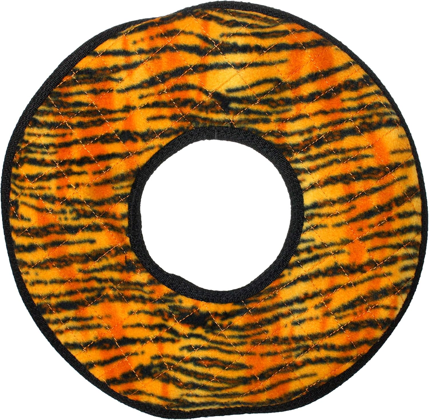 TUFFY - World's Tuffest Soft Dog Toy- NO Stuff - Squeakers - Multiple Layers. Made Durable, Strong & Tough. (Tug, Toss & Fetch). Machine Washable & Floats (Mega Ring Tiger, Large 2 Pack)