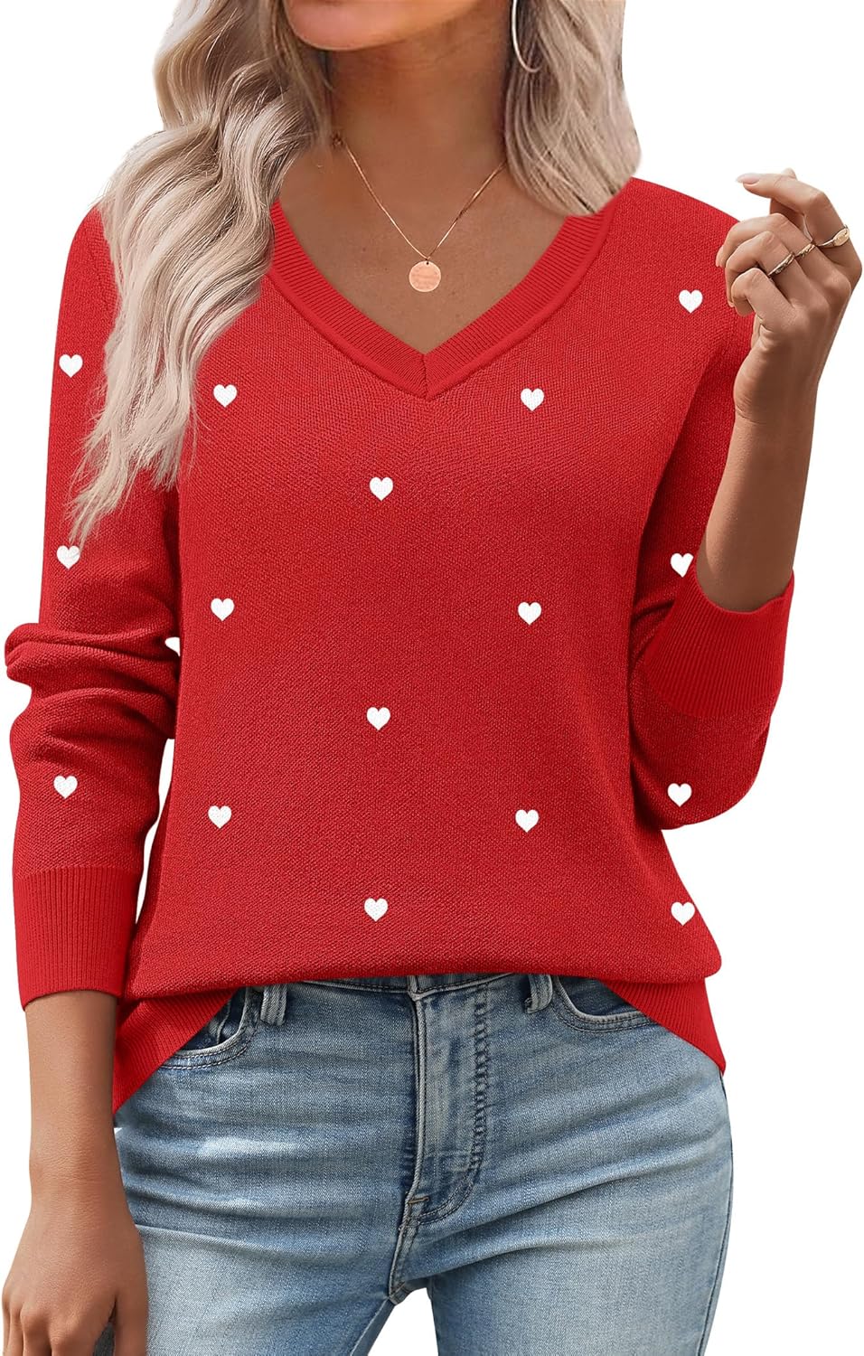 Zeagoo Women's 2026 Fall V Neck Sweater Trendy Long Sleeve Casual Lightweight Ribbed Knit Pullover Tops