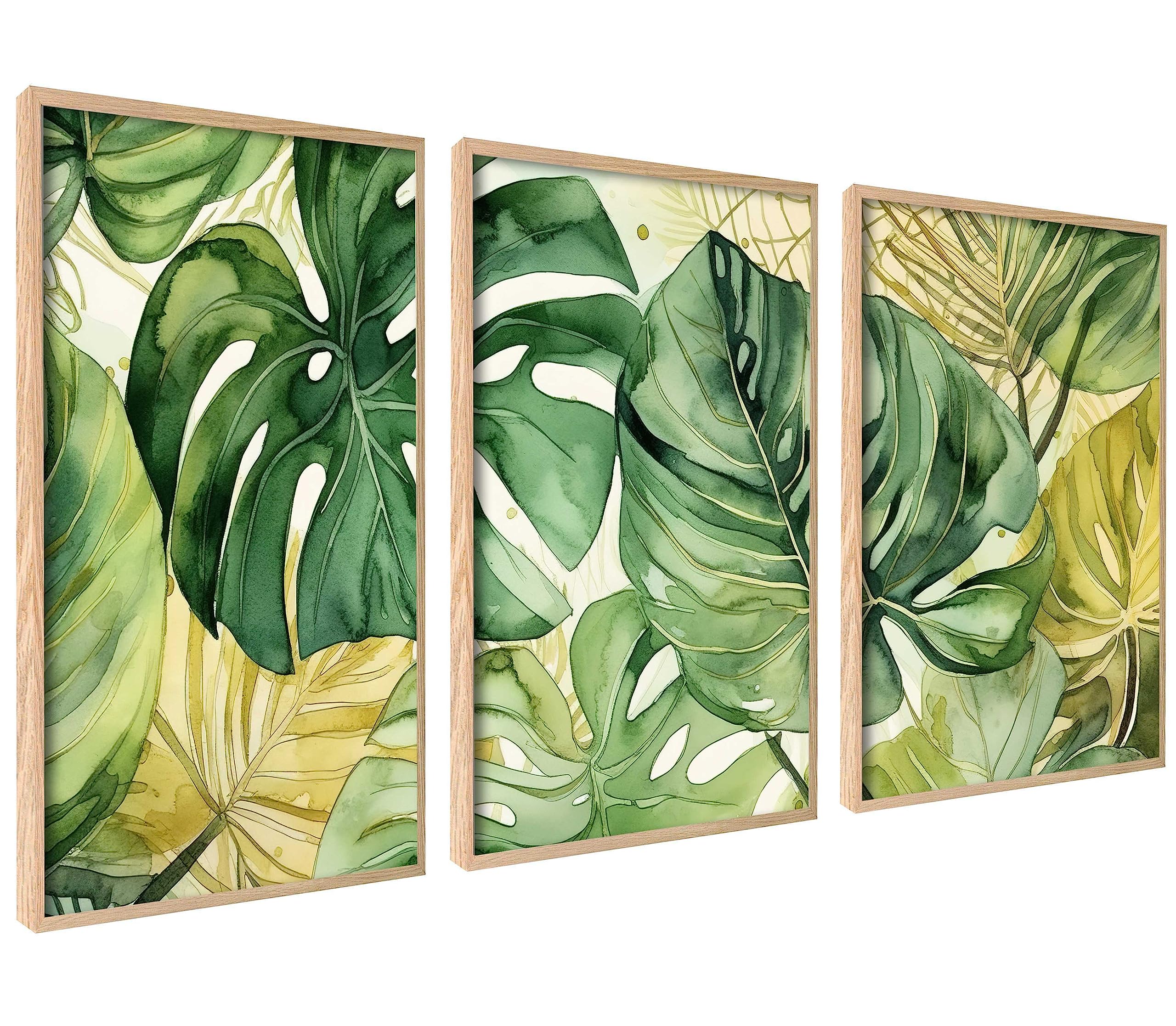 Amazon.de: ag.art deco Natur Poster Set mit Palmblttern Monstera | 3 Stck  40x50cm | Bltter Wanddeko Set Stilvolle Pflanzen Bilder Grn Tropisch  Wohnzimmer | ohne Rahmen
