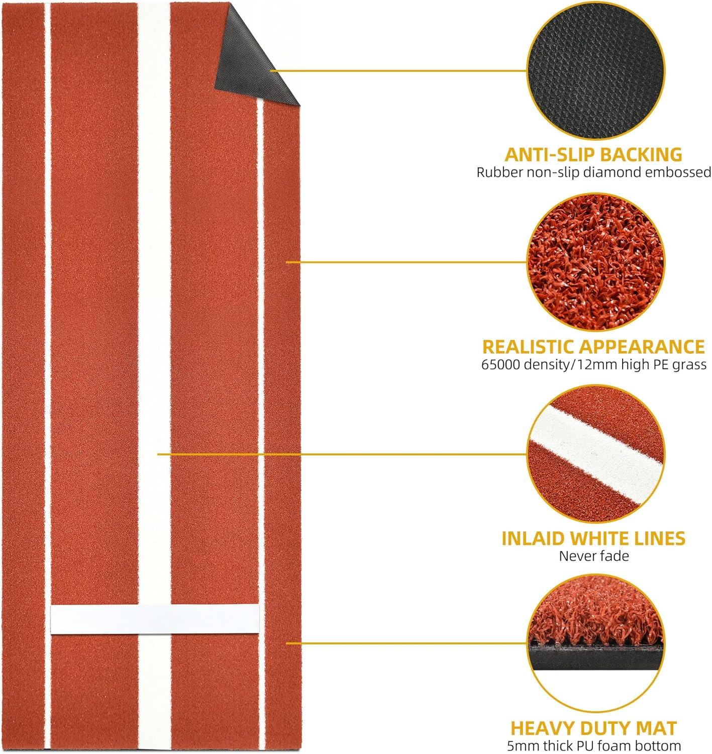 Softball Pitching Mat, 10 x 3 FT Baseball Training Mat with Soft Rubber Pitching Mound for Indoor Outdoor