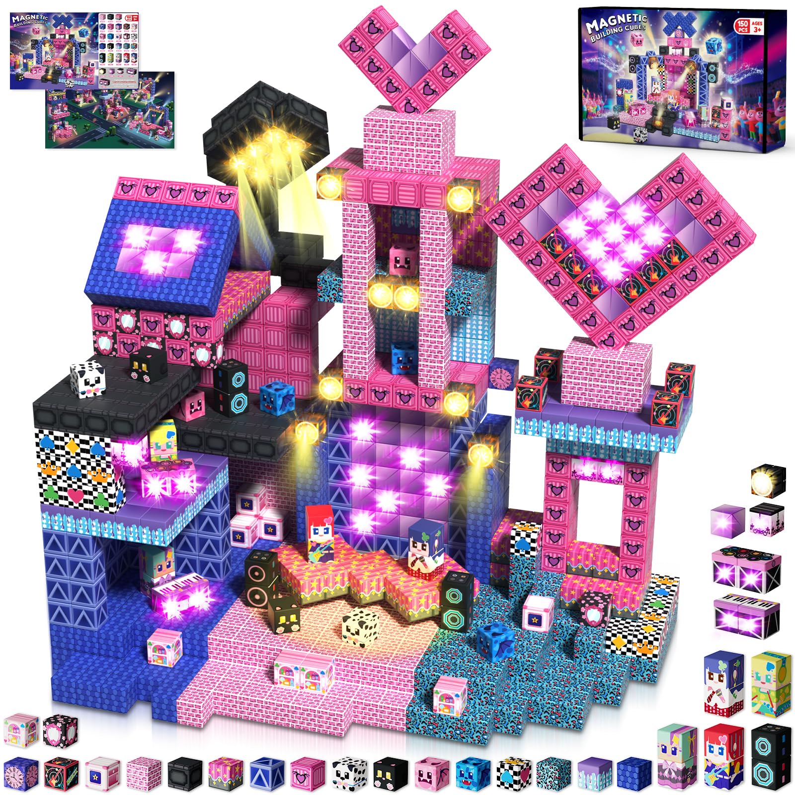 Photo 1 of 150Pcs Magnetic Blocks, Musical Band Magnetic Building Blocks, Constructions Toys for Kids Age 3 4 5 6 7 8 9 10, STEM Montessori Stacking Toy Boys & Girls Birthday Chritmas Gifts