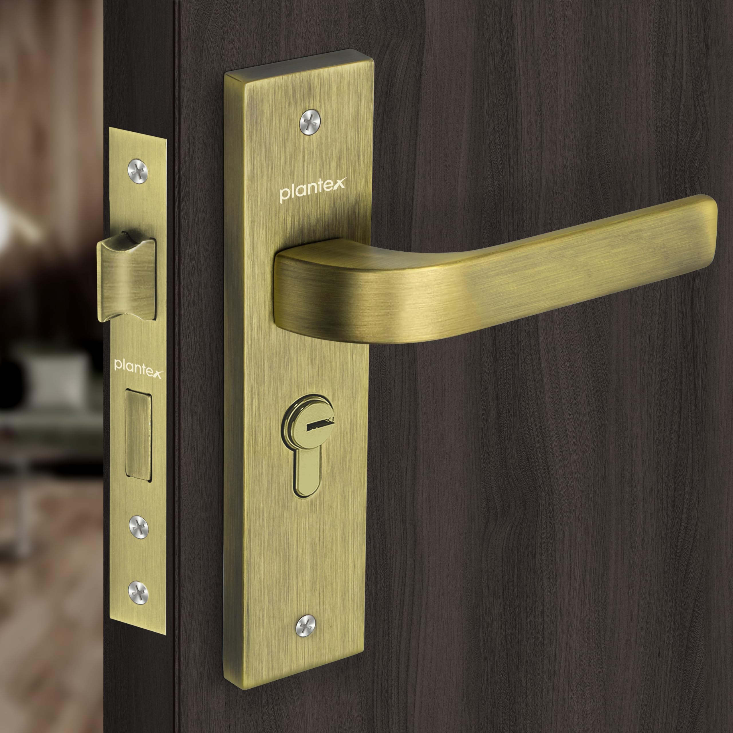 Plantex Heavy-Duty Door Lock Set - Main Door Lock Handle Set/ 6-Lever Lock Mechanism with 3 Years of Warranty/Mortise Lock with 3 Keys, Brass Lock Body & Cylinder(8107 - Brass Antique) (B0CWNZHT3B) Amazon Price History, Amazon Price Tracker