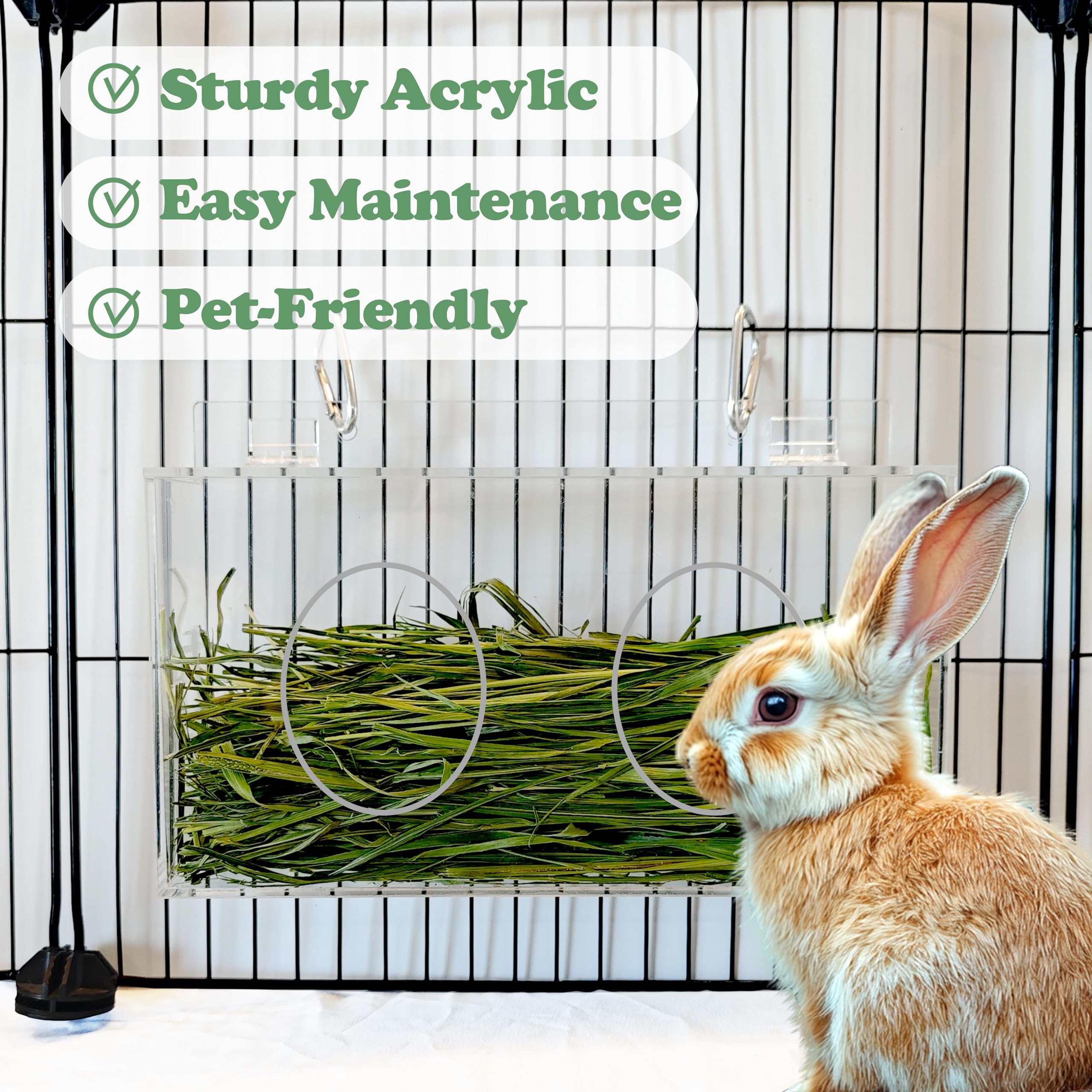 Xymoso Acrylic Rabbit Hay Feeder with Lid,Guinea Pig Hay Rack Holder Chinchilla Cage Accessories for Rabbits Guinea Pigs Bunny - image 6