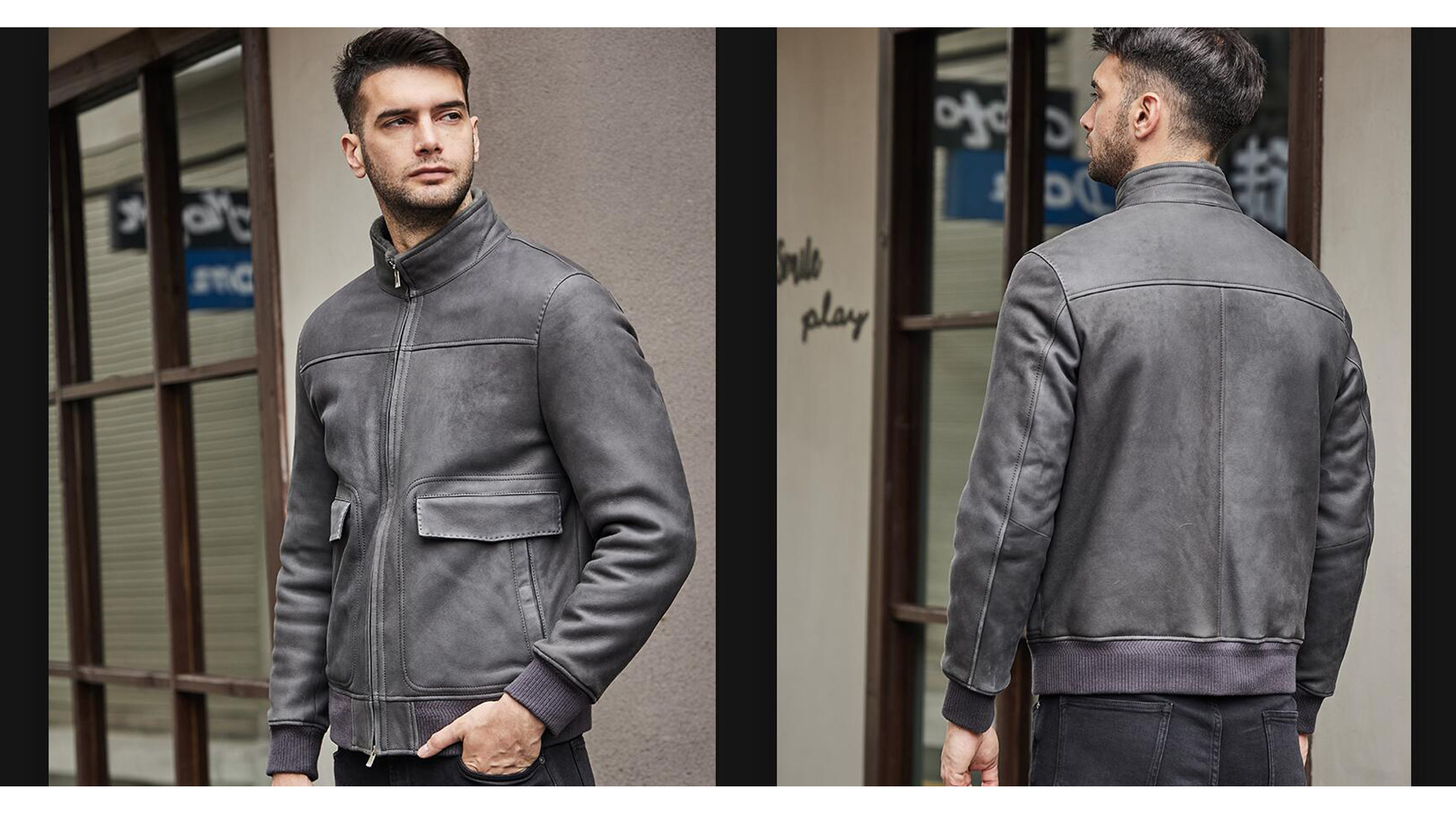 Amazon.com: Denny&Dora Mens Shearling Jacket Short Sheepskin Coat