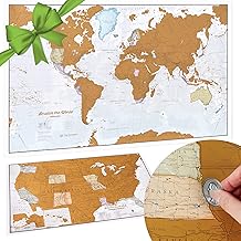 Maps International Scratch Off Map of the World Poster 17 x 22" + USA Scratch Off Map 11 x 17" - Easy to Frame