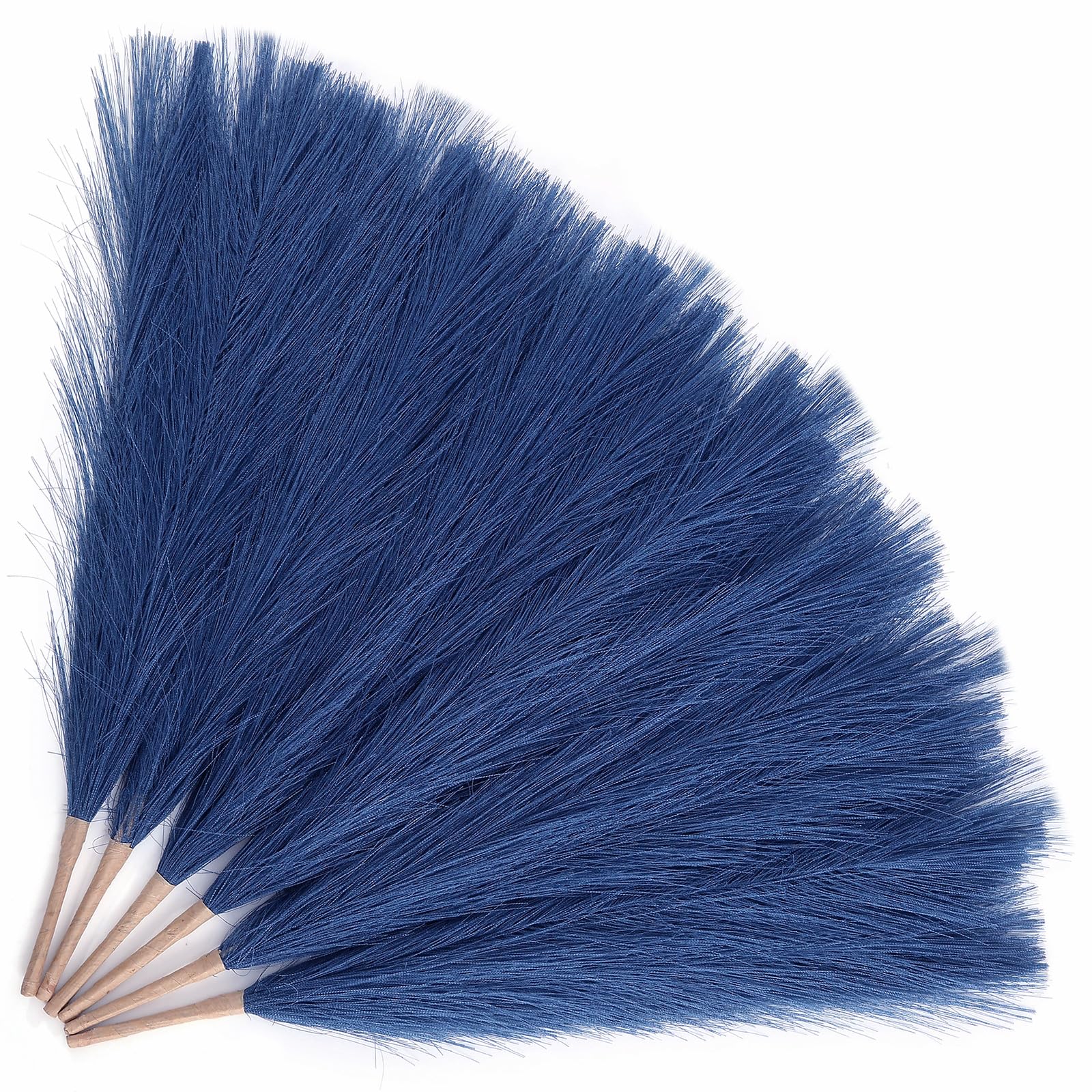 Blue Pampas Grass Decor, 45CM 6Pcs Faux Pampas Grass, Artificial Pampas Grass for Wedding Party Table Centerpieces, Modern Home Decoration