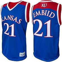 Original Retro Brand NCAA Kansas Jayhawks Joel Embiid #22 Royal Blue Tackle Twill Jersey, Large