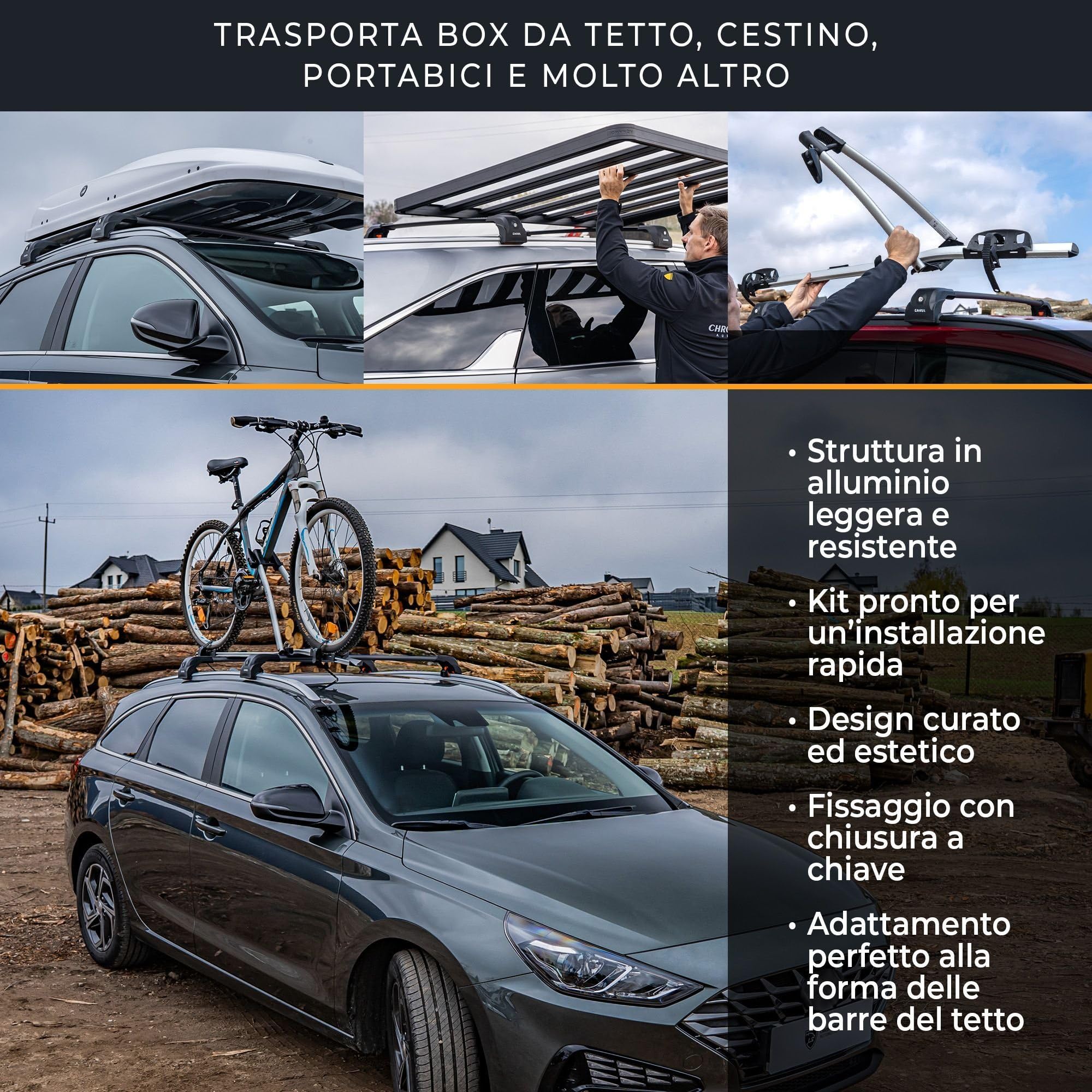 CHROMEMASTER Barre Portatutto Tetto Compatibili con Volvo XC40 2018+; Portapacchi da Tetto per Box, Portabici, Scala | Ideale per Viaggi, Vacanze, Uso Quotidiano