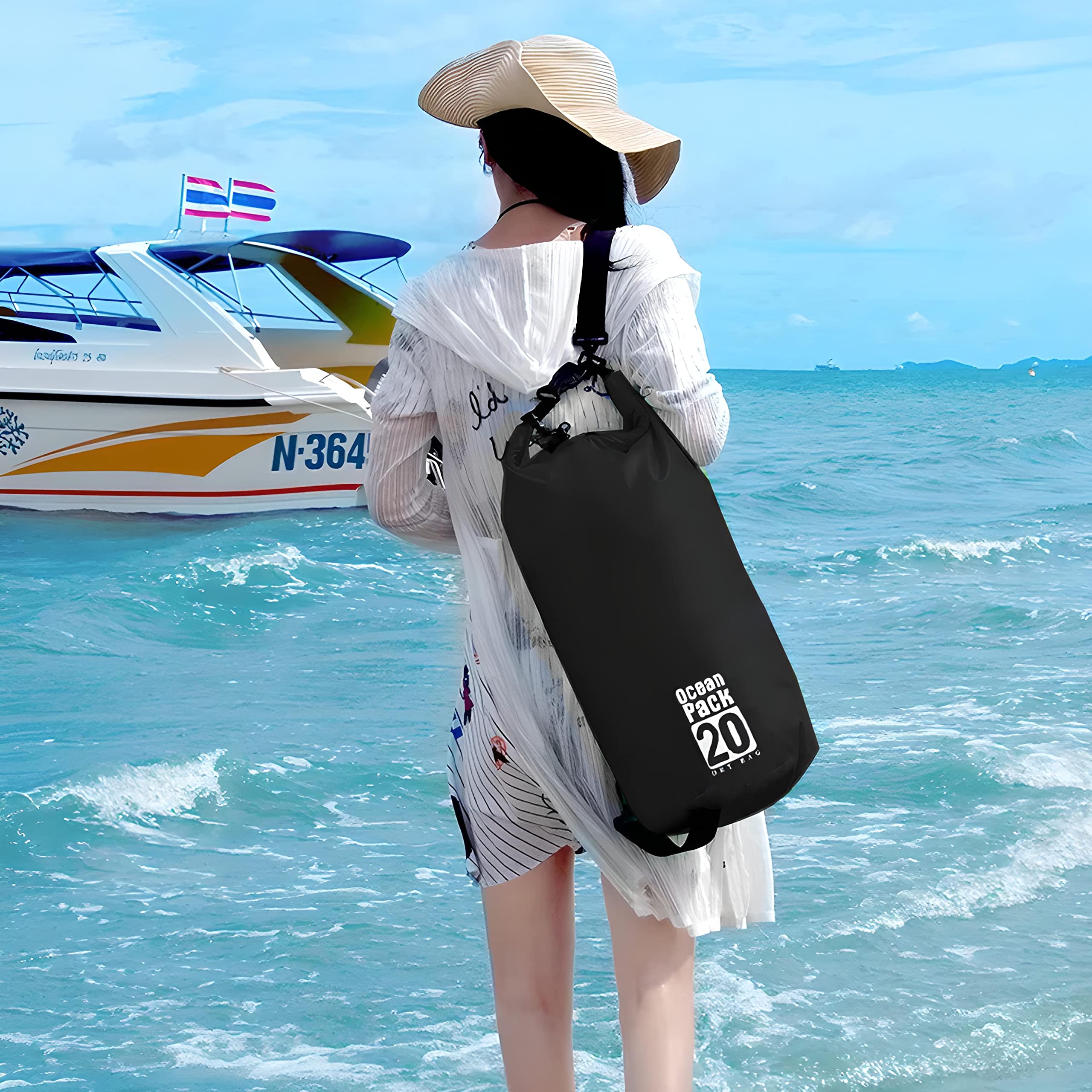 Retoo Dry Bag 20L wasserdichte Tasche für SUP, Kayaking, Boots-Ausflug Kanu, Fischen, Schwimmen, Wasserdichter Packsack, wasserdichte Tasche, Sack, Wasserfester Beutel mit Schultergurt Wassensport