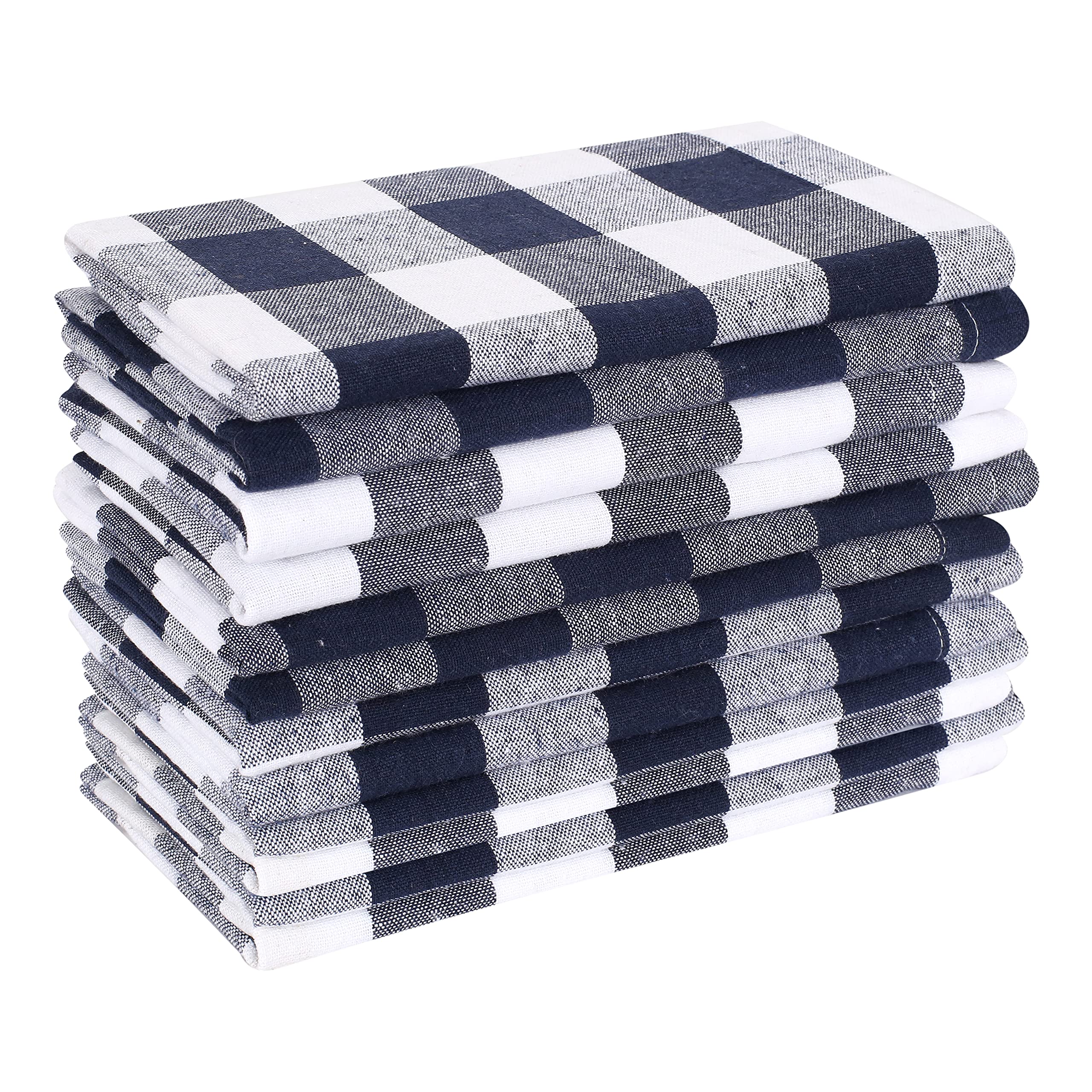 Ramanta Home Lot de 12 serviettes en tissu à carreaux Buffalo – Bleu encre