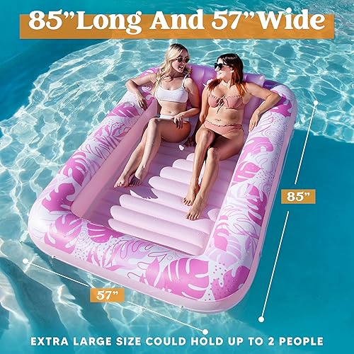 Miniatura 2 de Sloosh Flotador inflable para piscina de bronceado para adultos, 85 x 57 pulgadas, flotadores extra grandes de 85 x 57 pulgadas, flotadores para