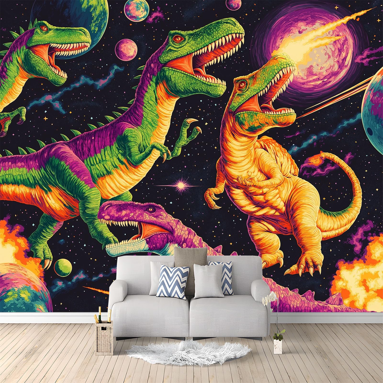 Papier peint panoramique dinosaure pour chambre enfant sans imperfection