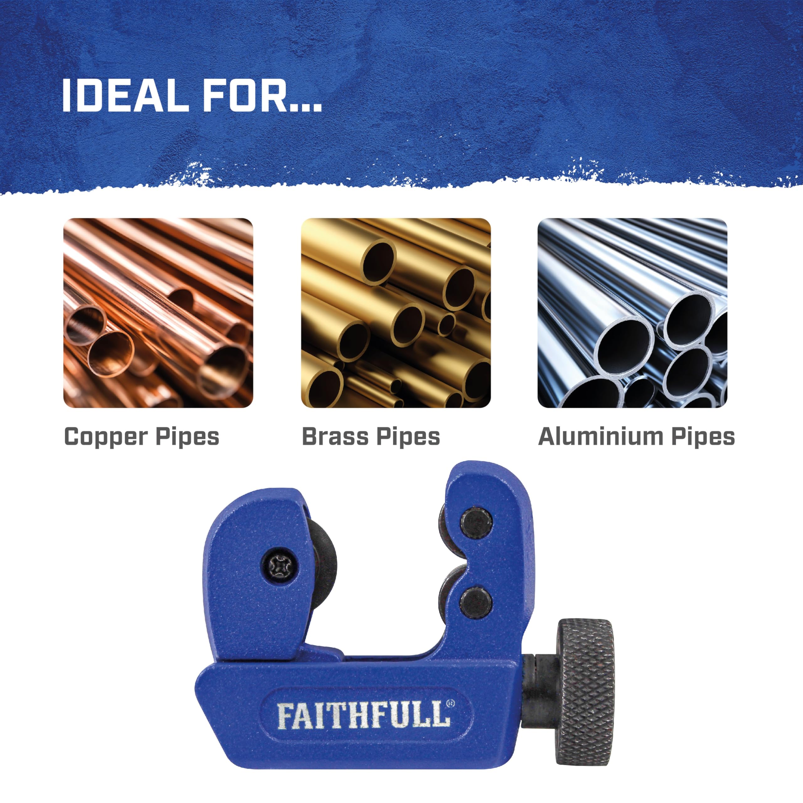 Faithfull Coupe-tube en métal 3-30 mm - Outil de coupe réglable avec roue tranchante pour tubes en cuivre, laiton, aluminium et acier fin