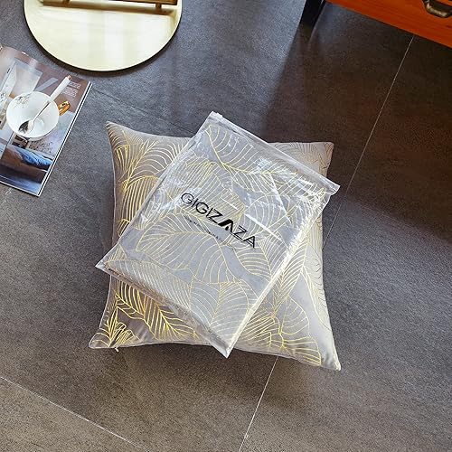 Miniatura 6 de GIGIZAZA  2 fundas de almohada de terciopelo azul, 12 x 20 pulgadas (30.48 x 50.8 cm), fundas de almohada con hojas doradas decorativas