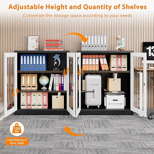 Miniatura 100 de Armario de almacenamiento de metal para garaje, armario de herramientas blanco de 72 pulgadas de alto con puertas con cerradura y 5 estantes