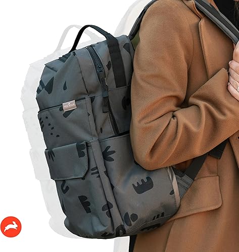 Miniatura 2 de RED ROVR Roo - Mochila ligera para pañales de 1 libra, 11 bolsillos organizativos, duradera y resistente al agua (garabatos de carbón)